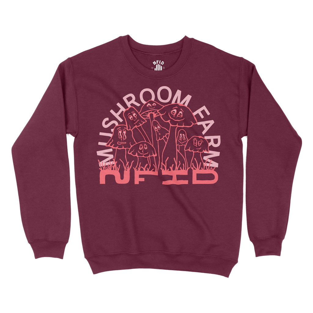 Mushroom Farm NFID Crewneck Sweatshirt Maroon