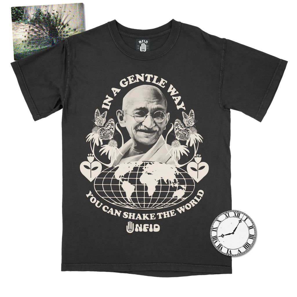 Black Gandi t-shirt nfid shake the world stickers